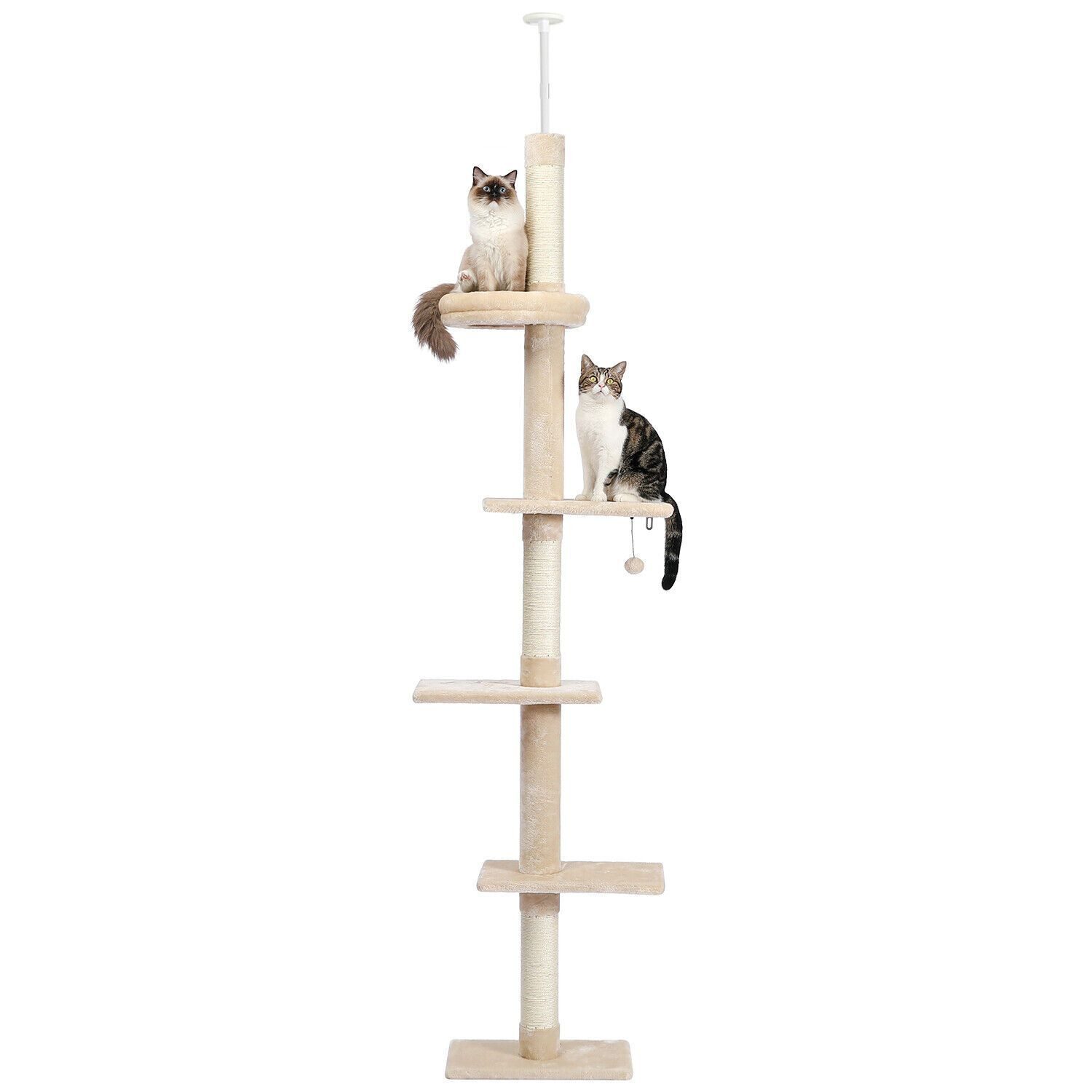 Deckenhoher Katzenkratzbaum Kletterturm Kratzbaum XXXL Turm 228-274 cm Beige