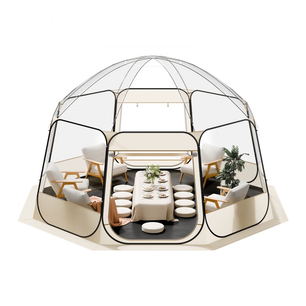 Pop-up bubble tent 458x432x230cm transparante kampeertent tuinkoepel iglotent met ramen sporttent 540° panoramisch zicht voor 12-15 personen patio achtertuin Pop-up bubble tent 458x432x230cm transparante kampeertent tuinkoepel iglotent met ramen sporttent 540° panoramisch zicht voor 12-15 personen patio achtertuin