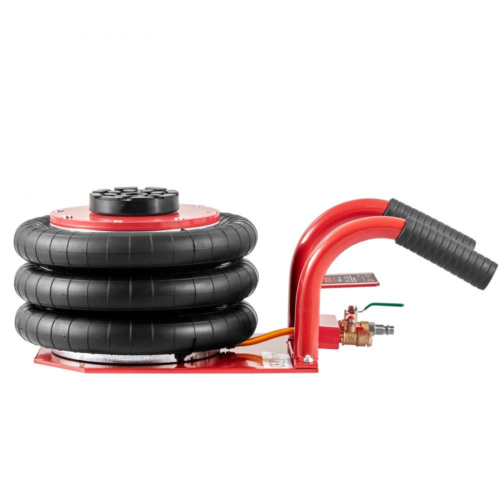 Pneumatische autokrik Triple Bag Air Jack 3T, Triple Bag Air Jack 140-450 mm hefhoogte Airbag Air Jack, 5 minuten slag korte handgreep Air Jack, autokrik rood arbeidsbesparend