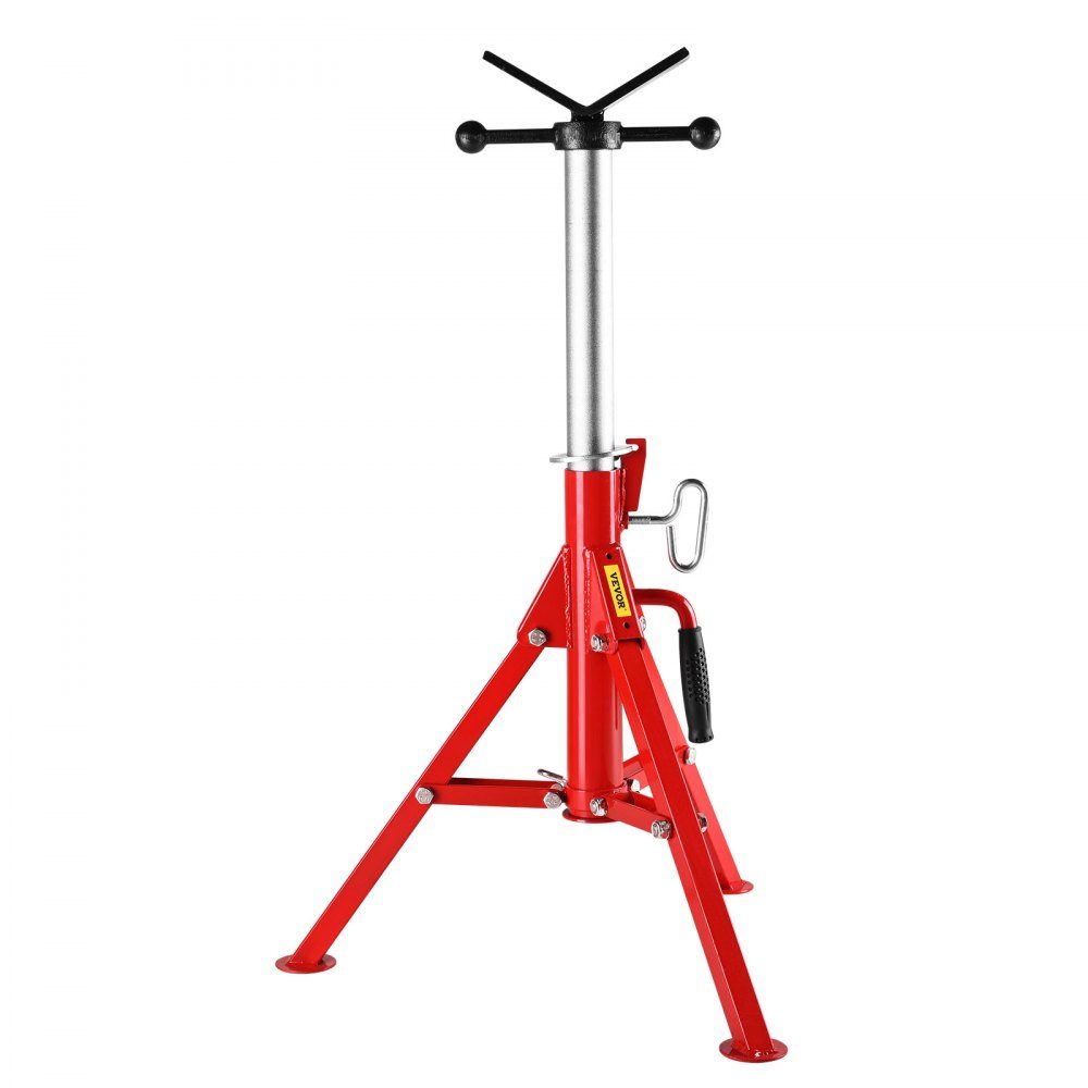 Support de tube Support de tube en acier au carbone Tête en V Capacité de charge maximale 1134 kg Support de tube Hauteur réglable de 61 à 107 cm Pieds pliables pour le transport Idéal pour les machines à fileter Rainures de rouleau