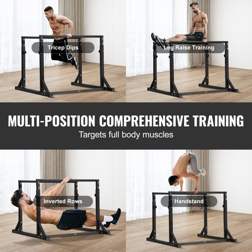 Dip Bar Heavy Duty Dip Stand Station Adjustable up to 800lbs Fitness Workout Dip Bar Station Stabilizer Parallette Push Up Stand Bars for Home Gym Strength Training