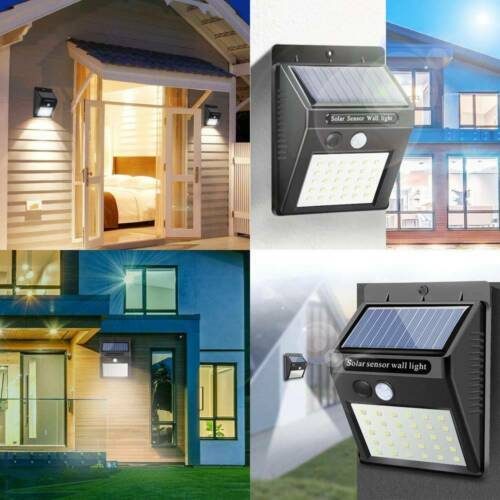 4X LED solar light with motion detector outdoor sensor spotlight lamp