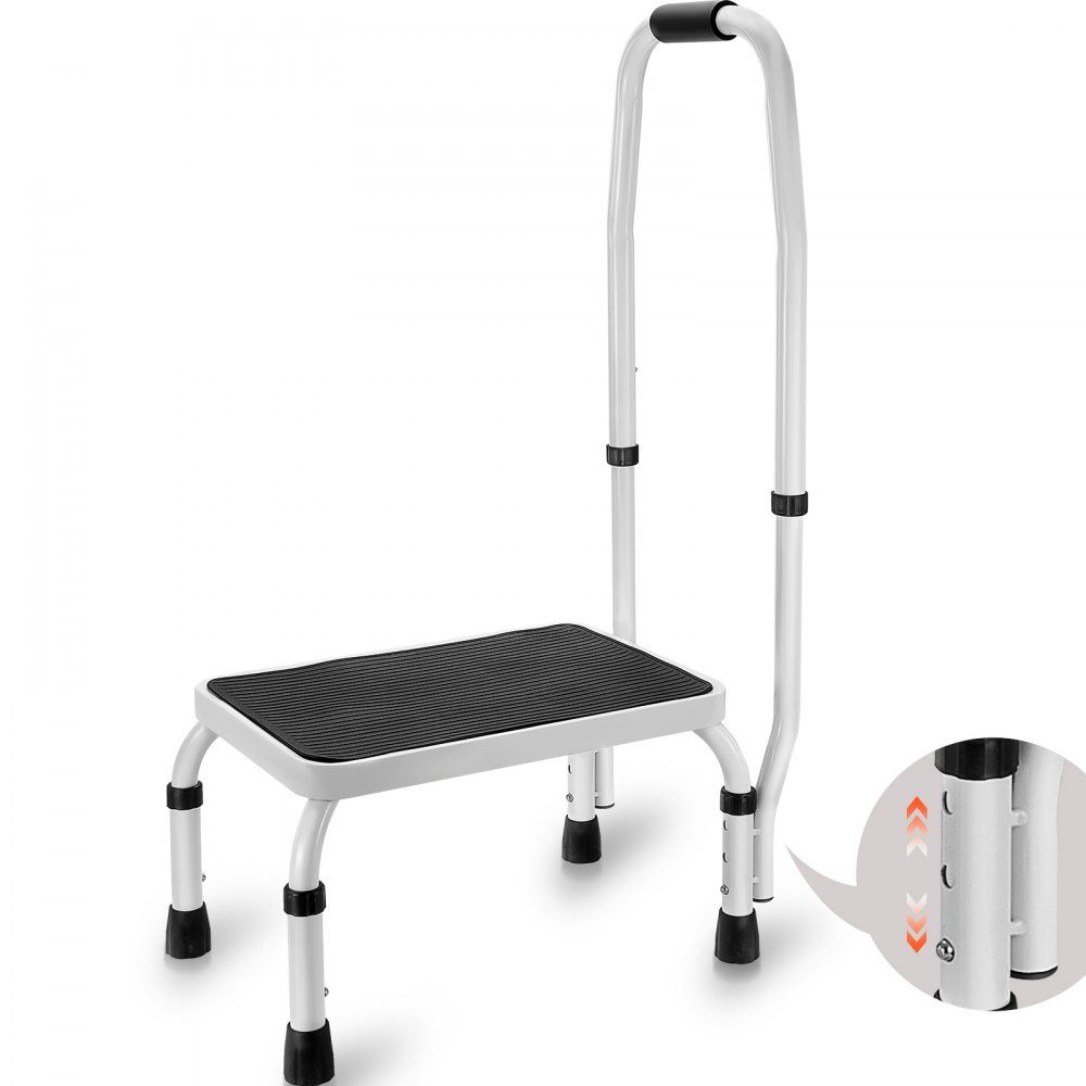 Huishoudladder 810 x 417 x 285 mm, trap, opklapbaar, stalen trap, 1 trede, trap, draagvermogen 150 kg, opklapbare trede, enkele trap, 810 mm hoog, keukenladder, antislip opstapje