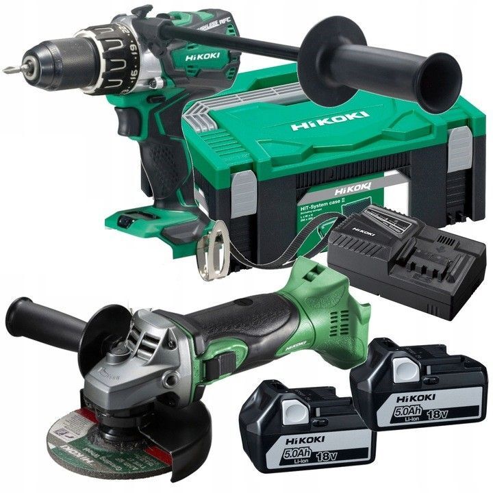 Zestaw startowy HIKOKI Hitachi 18V DS18DBL2 wkrętarka akumulatorowa + szlifierka kątowa G18DSL2 oraz akumulator i ładowarka 2x5AH Zestaw startowy HIKOKI Hitachi 18V DS18DBL2 wkrętarka akumulatorowa + szlifierka kątowa G18DSL2 oraz akumulator i ładowarka 2x5AH