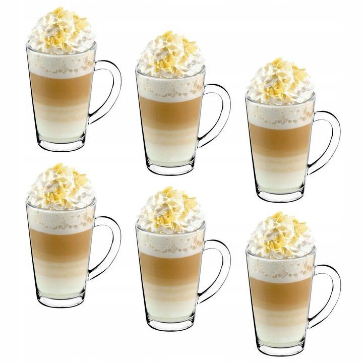 6 Kaffeegläser 370 ml Latte-Macchiato-Gläser-Set + 6 Löffel