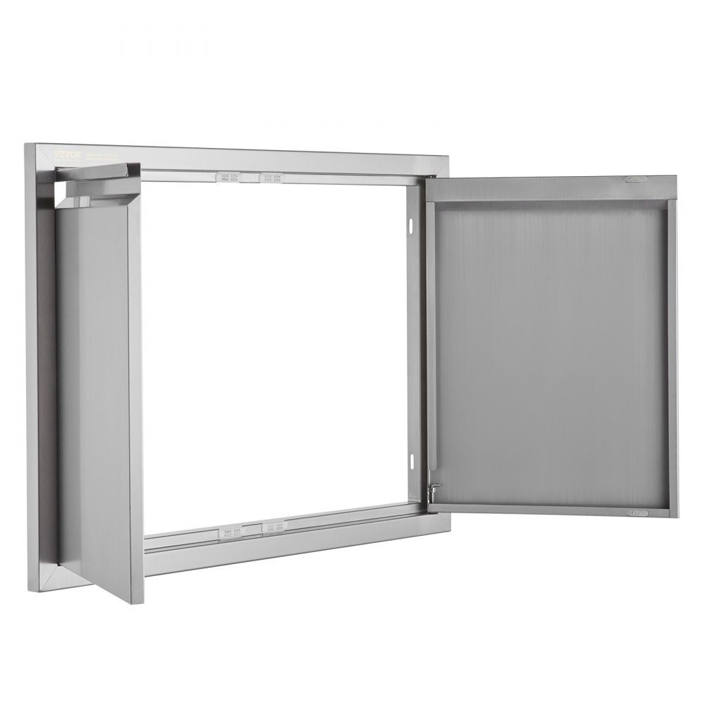 Porte d'accès au gril 762x532x45mm Double porte de cuisine extérieure encastrée en acier inoxydable, porte murale verticale avec poignées rétractables pour Grill Island Grill Station armoire extérieure, etc.