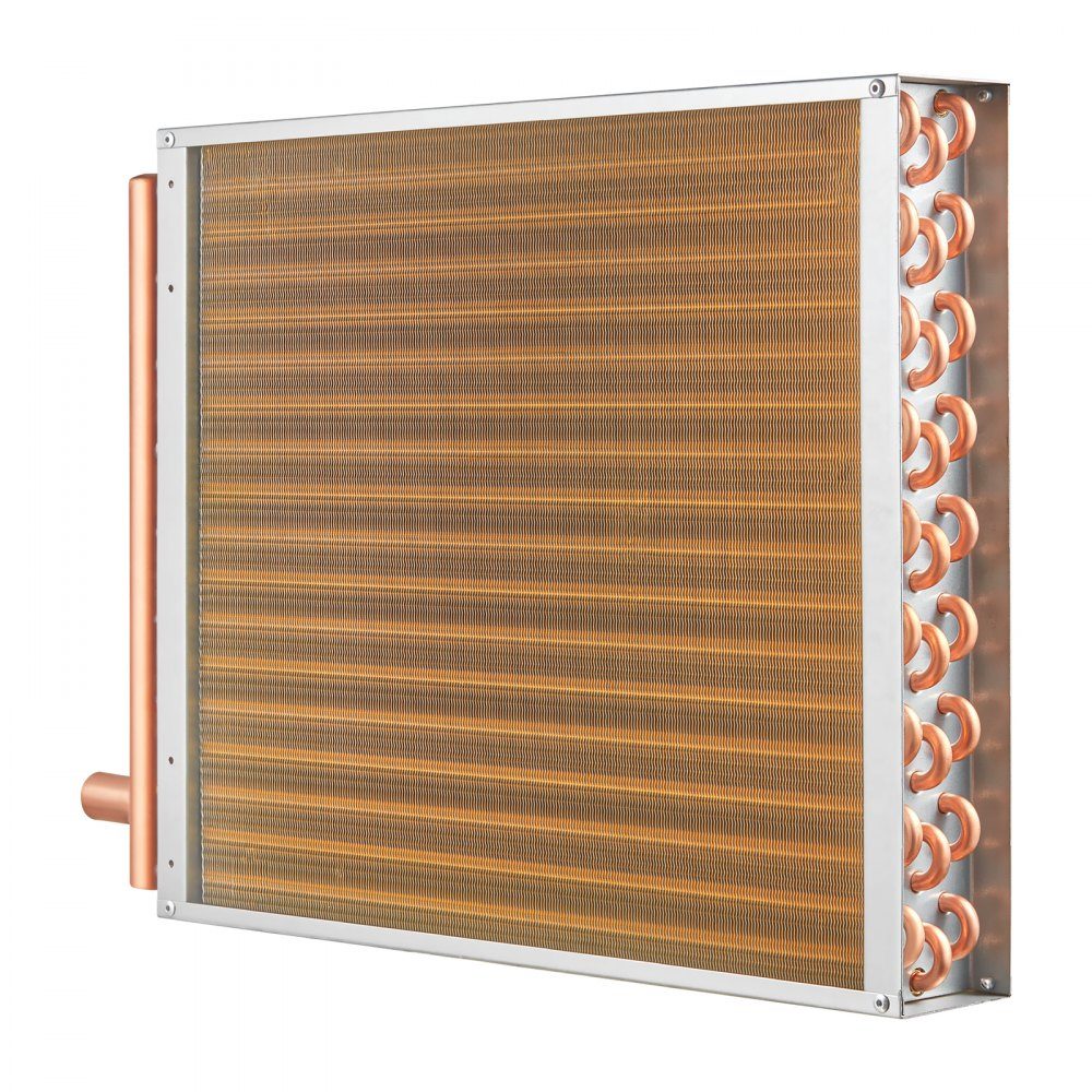 Wymiennik ciepła woda-powietrze 18" x 20" z 3 rzędami miedzianych przyłączy 9,53 mm, wymiennik ciepła z aluminiowymi lamelami 242 do pieców na drewno, ogrzewania i chłodzenia budynków mieszkalnych oraz ogrzewania z wymuszonym obiegiem powietrza