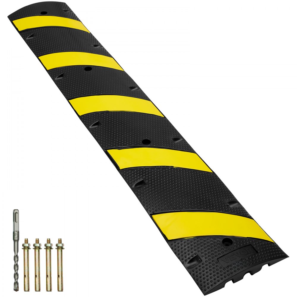 2-kanaals kabelbeschermingshelling Rubberen kabelbrug Slangbrug 183 x 30 x 4,5 cm Overloopbeveiliging 10000 kg (per as) Draagvermogen Kabelramp Antislip uitvoering Ideaal voor parkeerplaatsen