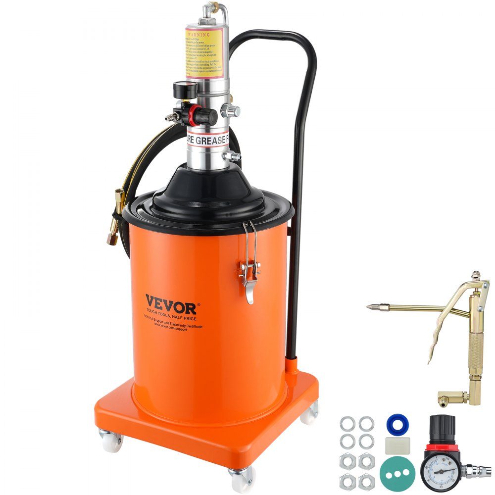 Grease Pump 20L Air Powered Grease Pump 0.6-0.8MPa Die Cast Aluminum Pump -20-100°C Operating Temperature Pneumatic Grease Pump NPT Port Grease Pump Suitable for 0-3# Grease