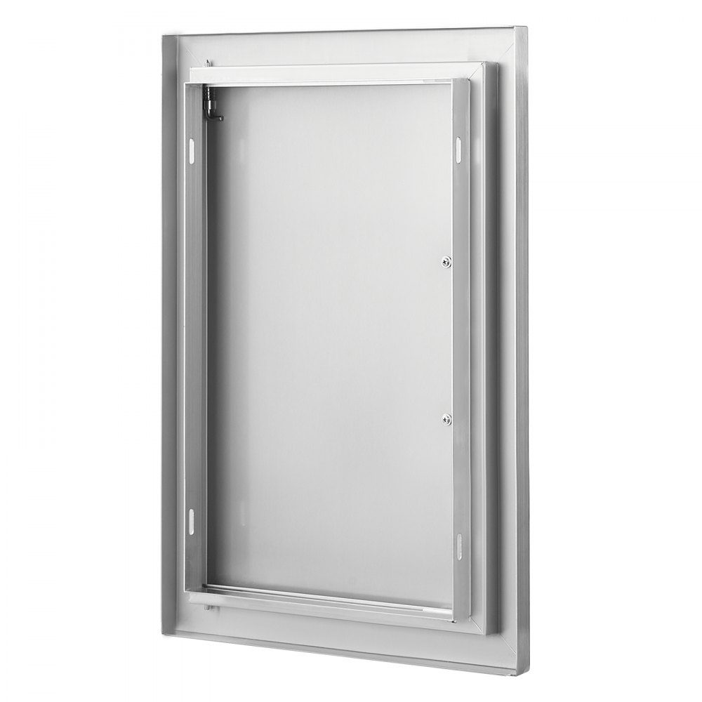 Grill-Zugangstür, 355 x 508 mm, einzelne Außenküchentür, bündig montierte Edelstahltür, vertikale Wandtür mit Griff, für Grillinsel, Grillstation, Außenschrank