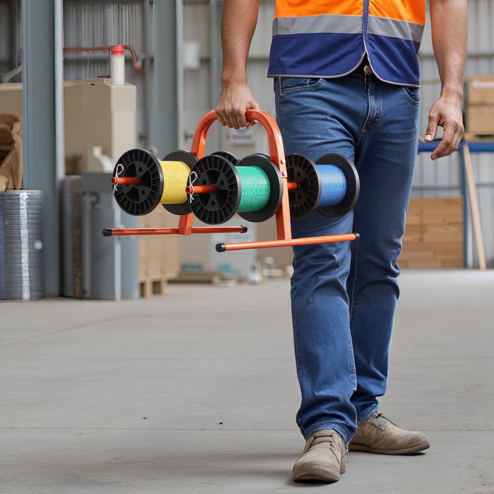 Wire Spool Holder, 45kg Capacity Manual Cable Dispenser, Tubular Steel Rack, for storing up to 8 spools with a maximum diameter of 24cm under various conditions