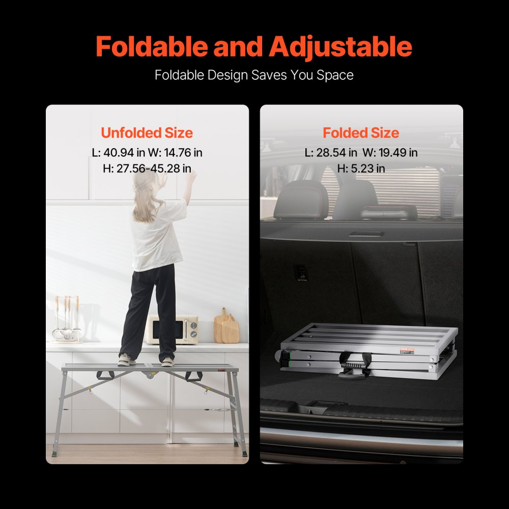 Arbeitsplattform, 700–1150 mm, klappbare Trittleiter aus legiertem Stahl, tragbare Arbeitsplattform, Tragfähigkeit 360 kg, Trittbankhocker zum Malen, Trockenbau, Reinigen, Waschen Arbeitsplattform, 700–1150 mm, klappbare Trittleiter aus legiertem Stahl, tragbare Arbeitsplattform, Tragfähigkeit 360 kg, Trittbankhocker zum Malen, Trockenbau, Reinigen, Waschen