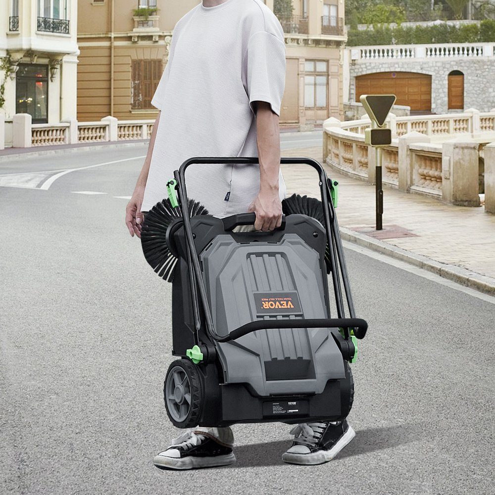 Balayeuse à main avec conteneur à déchets et 19-L- de 65 cm de largeur