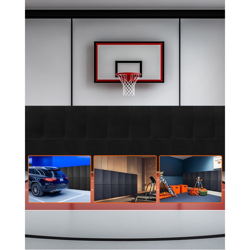 4 x Gym Wall Pads (150 x 50 x 5 cm), Tear-Resistant Wall Mat, Removable High Density Foam Padding for Wall Mounting for Basketball Courts, Garage Protective Pads
