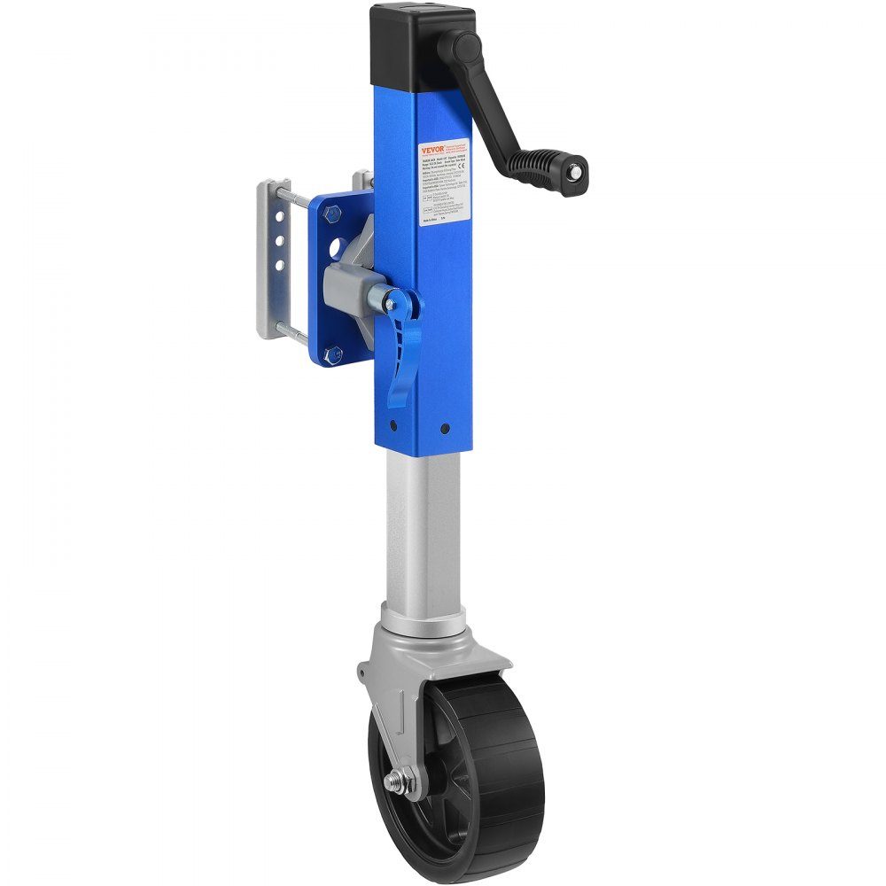 Cric de remorque avec roue, support de remorque de 725 kg, cric de remorque de bateau pivotant en PP à roue unique, moyeu de 254 mm, remorque de voyage boulonnée avec poignée pour camping-car, bateau, remorque à chevaux, remorque utilitaire