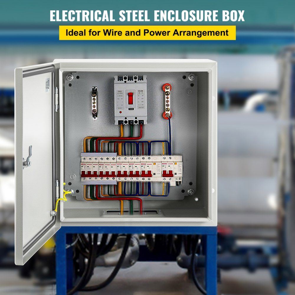 Switch cabinet NEMA industrial enclosure, 50 x 50 x 15 cm NEMA 4X steel distribution cabinet, IP66 waterproof and dustproof, electrical junction box for outdoor/indoor use, with mounting plate