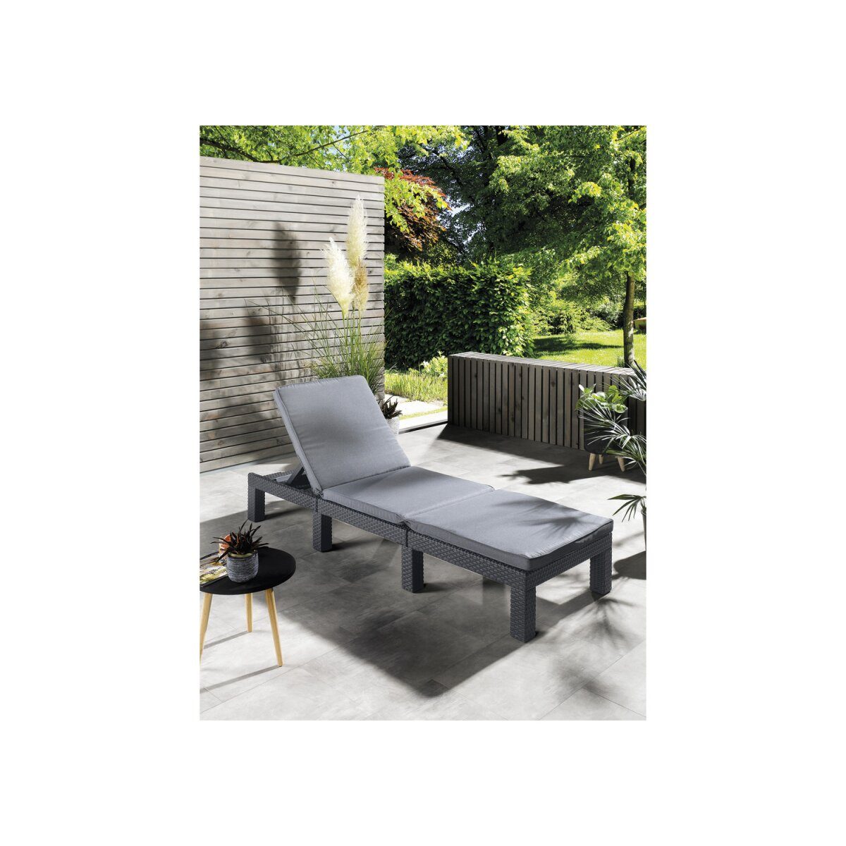 LIVARNO Home wicker sun lounger with cushion cover, anthracite