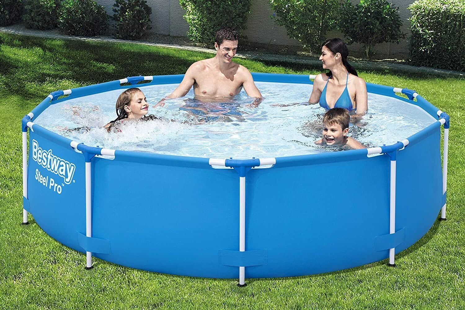 #TAGESDEAL# Bestway Steel Pro Frame Pool 305 x 76 cm mit Pumpe rund blau XXXL Starterset