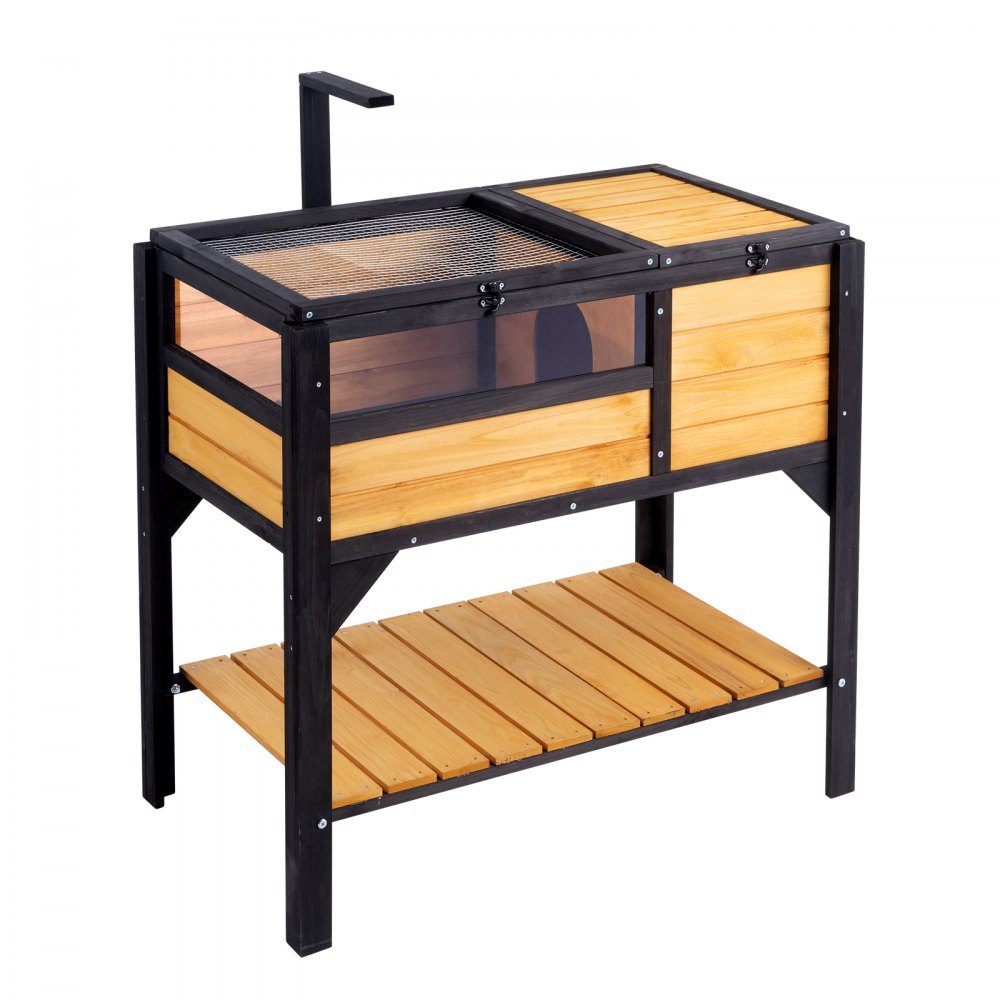 Turtle Habitat, Indoor Outdoor Wooden Turtle House, Turtle Enclosure with Light Stand, Reptile Enclosure, Small Animal Cage with Legs for Gecko, Lizard, Snake
