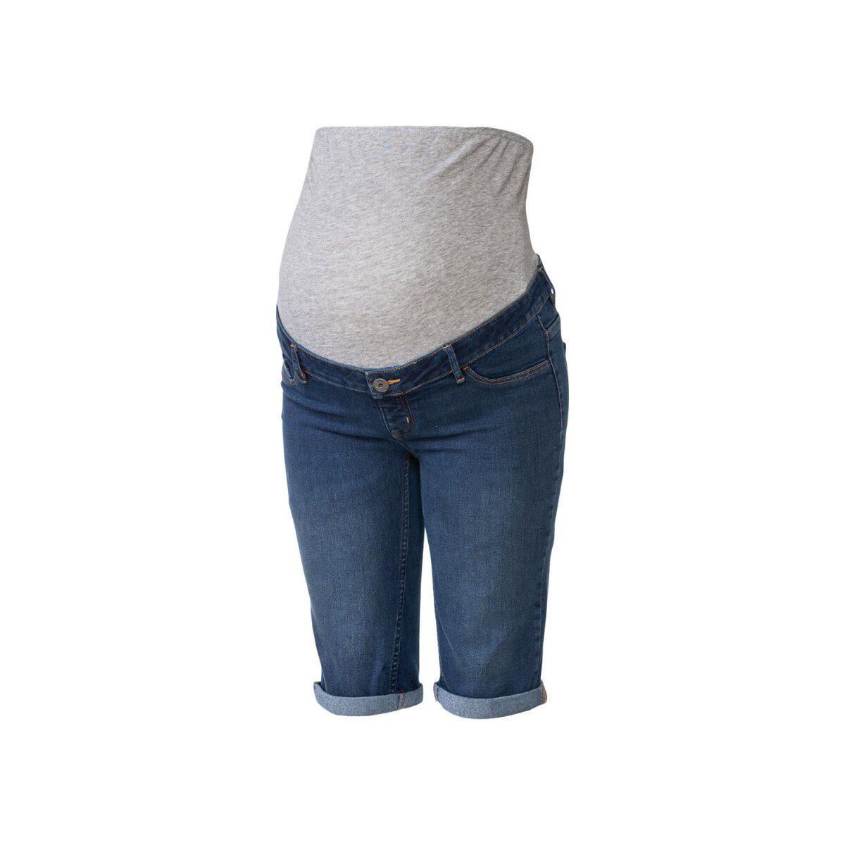 esmara® Damen Umstands-Jeansshorts, niedrige Taille mit elastischem Besatz (Dunkelblau, 40)