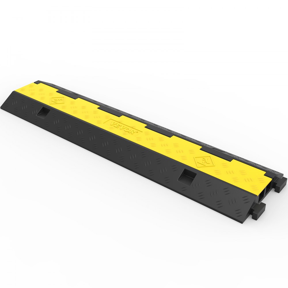 Cable protection mat, 3 pieces, 2 channels, 101 x 25 x 5 cm, overrun protection for cables, cable bridge 5T made of commercially available thermoplastic rubber with modular design for parking lots, warehouses, black Cable protection mat, 3 pieces, 2 channels, 101 x 25 x 5 cm, overrun protection for cables, cable bridge 5T made of commercially available thermoplastic rubber with modular design for parking lots, warehouses, black