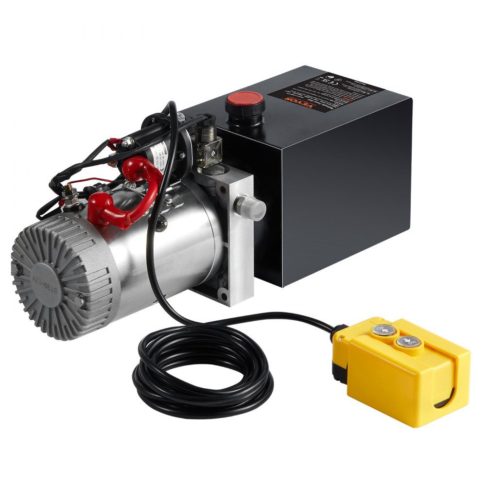 Hydraulic pump hydraulic unit 12V hydraulic unit 1600W, single-acting hydraulic pump hydraulic unit, 3.79L tank hand pump hydraulic unit, for elevators, forklifts etc