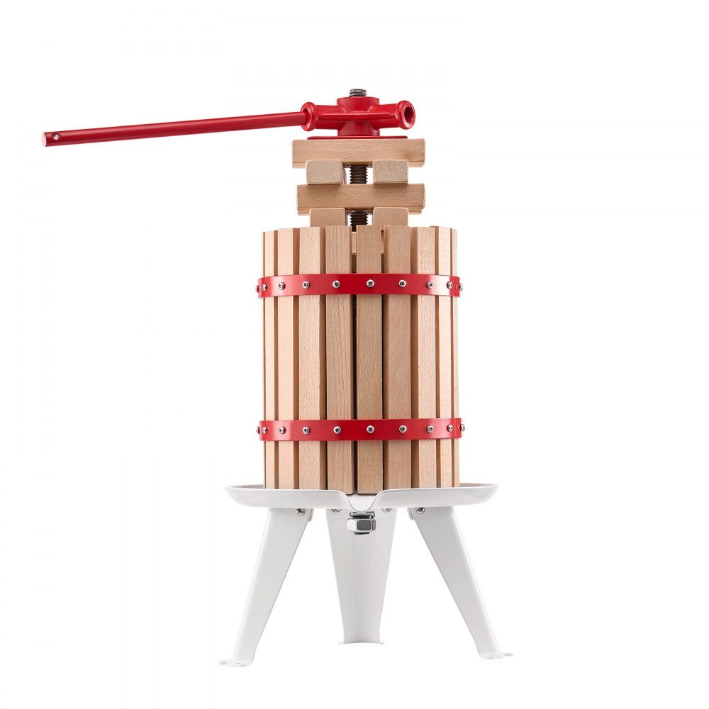 Presse-agrumes à fruits, broyeur de fruits (6L), avec panier en bois massif avec 8 blocs, presse-agrumes manuel robuste, presse-cidre, presse-pommes, presse-raisin, presse-huile d'olive avec poignée, presse-agrumes pour la cuisine