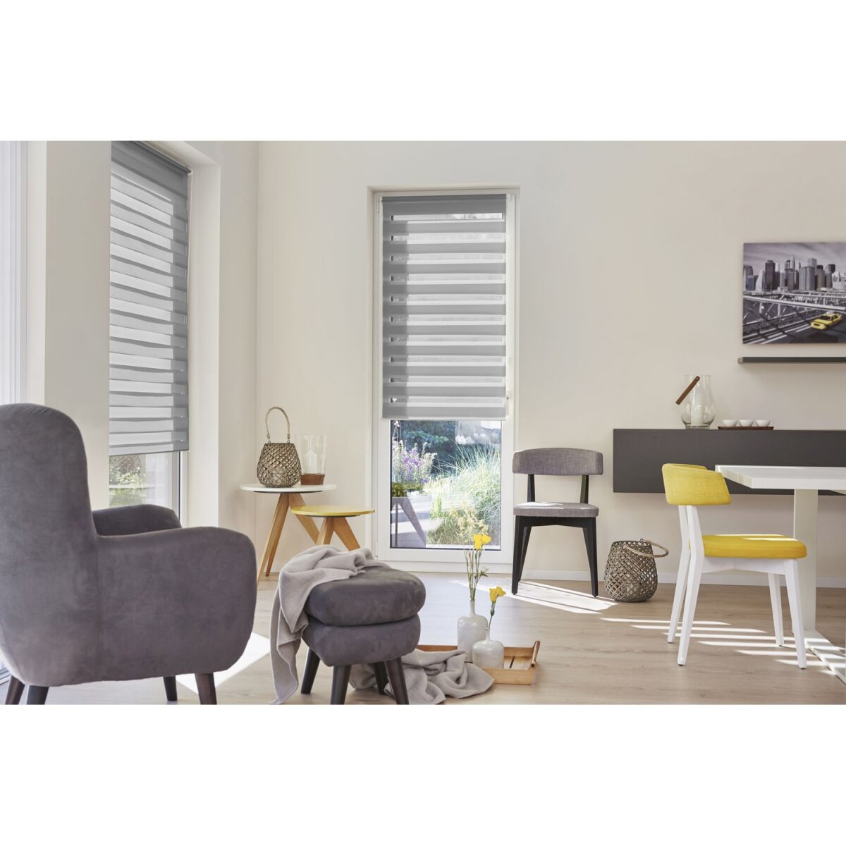 Lichtblick Klemmfix duo roller blind, sun and privacy protection, light regulation, no drilling, 45 x 150 cm, gray