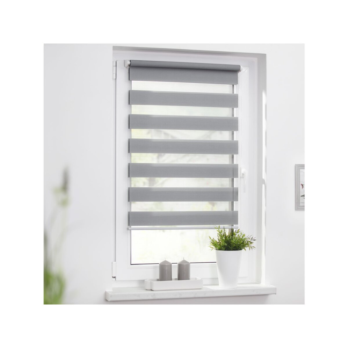 Lichtblick Klemmfix duo roller blind, sun and privacy protection, light regulation, no drilling, 45 x 150 cm, gray