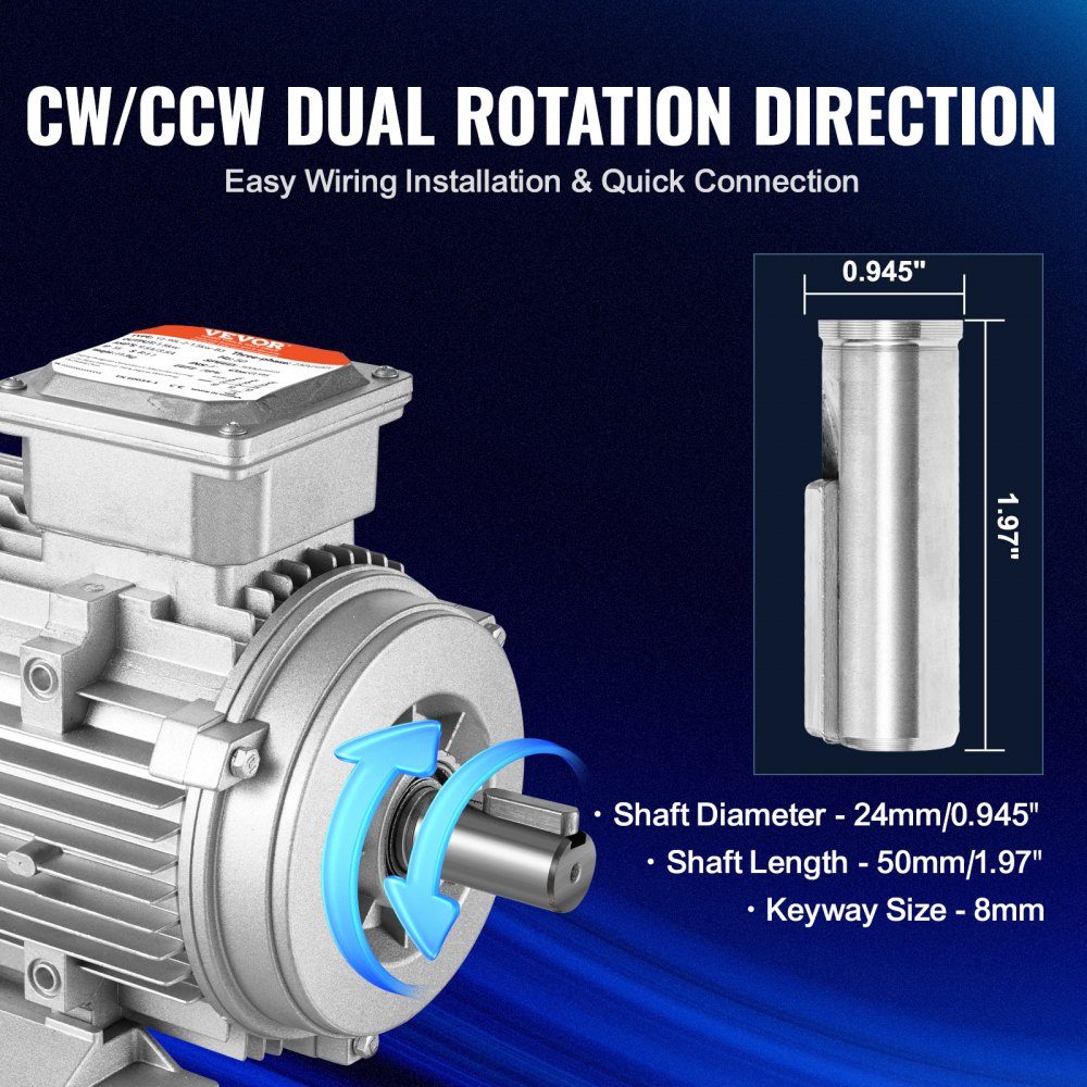 2,2 kW Elektromotor, 2890 U/min, AC 400 V, 4,7 A, 90 l, B3-Rahmen, Luftkompressormotor, 3 Phasen, 24 mm Keilwelle, Rechts-/Linksdrehung, für landwirtschaftliche Maschinen und allgemeine Geräte