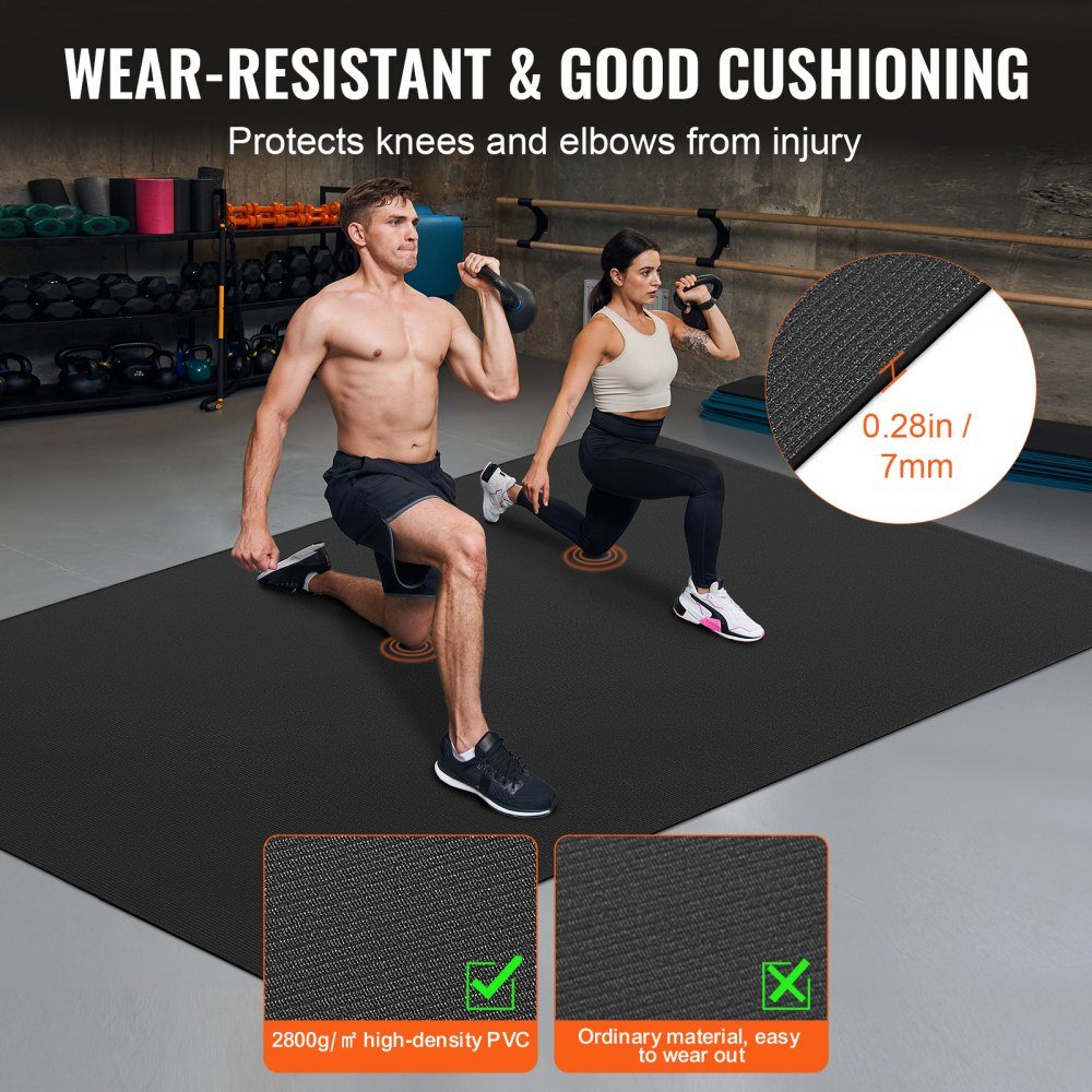 Trainingsmatte, rutschfeste Premium-Yogamatte mit hoher Dichte, Übungs-Yogamatte für Männer und Frauen, Fitness- und Trainingsmatte mit Tasche und Gurt, für alle Arten von Heim-Yoga, Pilates und Bodentraining (2,4 x 1,8 m)