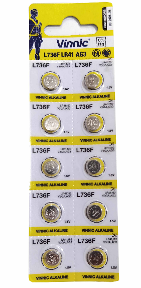 VINNIC BATTERIE ALCALIQUE LR41 L736F AG3 192 10SZT - Réf. HT-50913