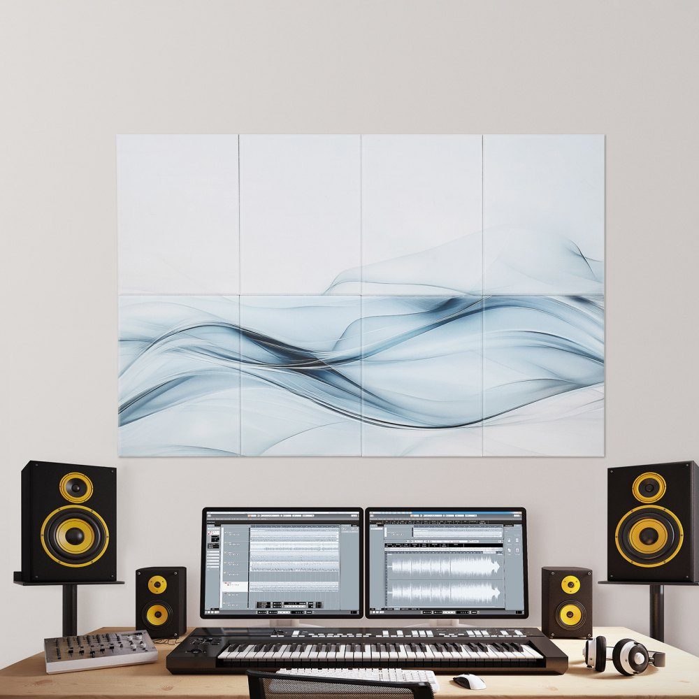 Packung mit 8 Akustikpaneelen, 1200 x 800 x 10 mm, Akustikwandpaneele, selbstklebende, schalldämpfende und absorbierende Paneele für Zuhause, Büro, Studio, Spielzimmer, Theater, Seidenmotiv