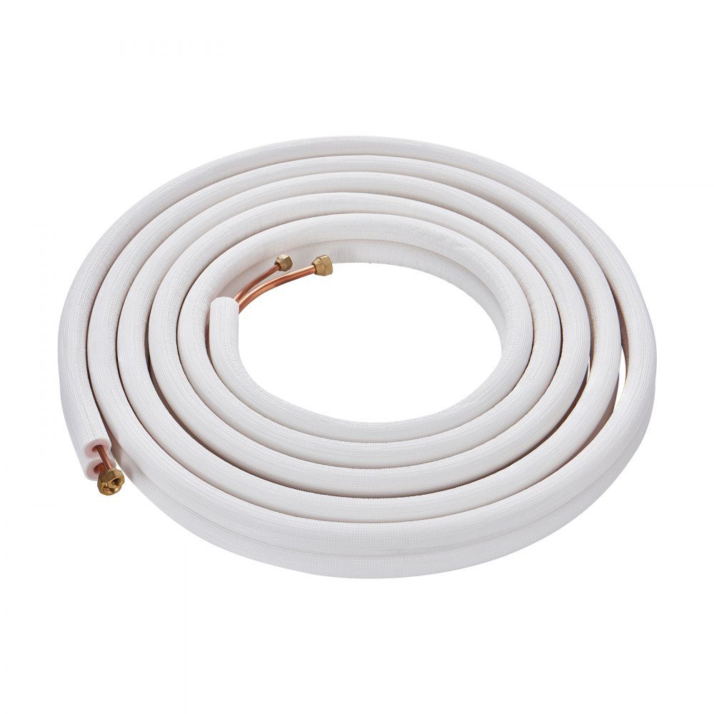 7620mm mini split line kit, 6.4mm and 9.5mm OD copper pipes with three-layer insulation, for air conditioning or heating pump equipment and HVAC with extensive accessories