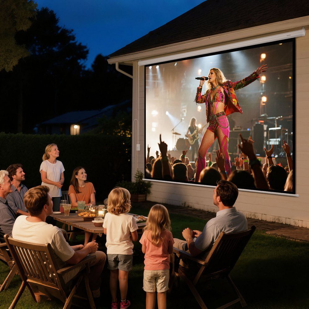 Motorized Projection Screen Projector Screen 120 Inch 4:3 4K 1080 HD Projection Display Projector with Remote Control Automatic Movie Screen Portable Rolling Screen Home Theater Home Office