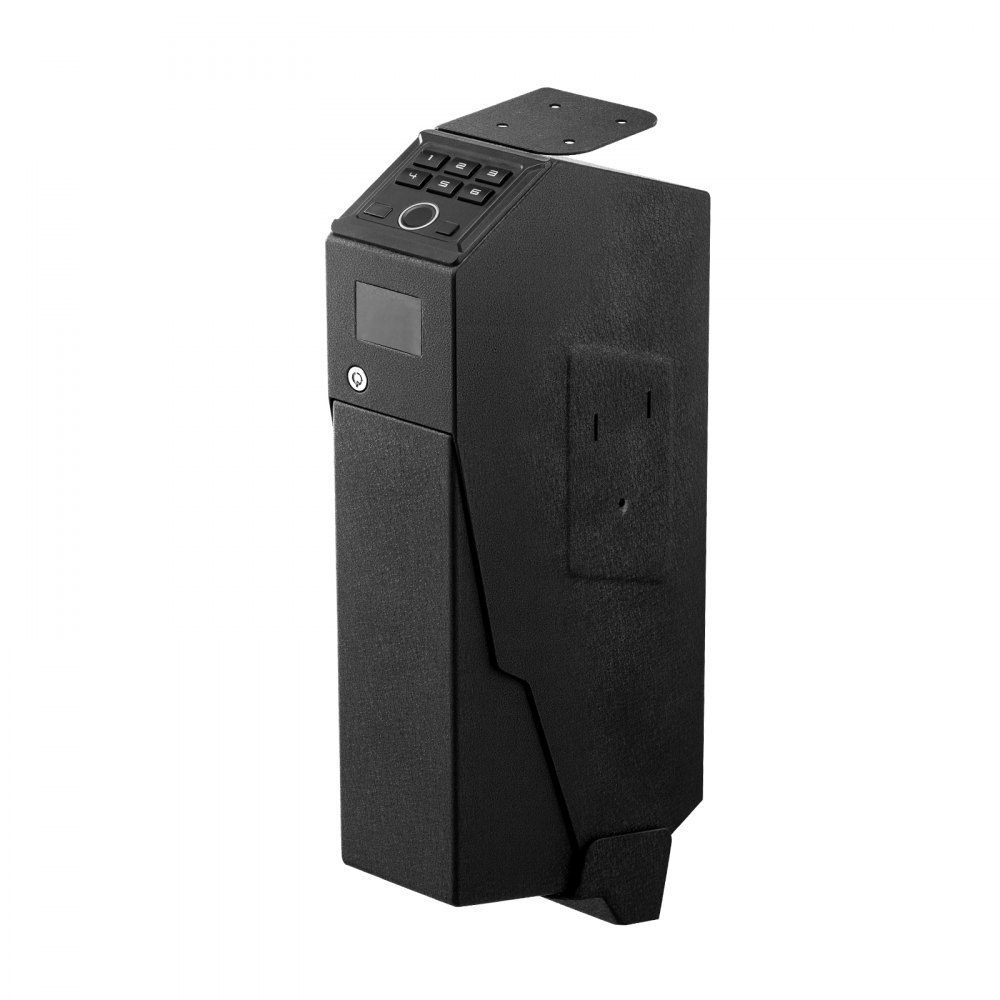 Gun safe gun safe with fingerprint/password (6-digit keypad)/key, gun safe gun case box with LED for 1 gun & magazine, 190 x 98 x 425 mm gun box for bedside table Gun safe gun safe with fingerprint/password (6-digit keypad)/key, gun safe gun case box with LED for 1 gun & magazine, 190 x 98 x 425 mm gun box for bedside table