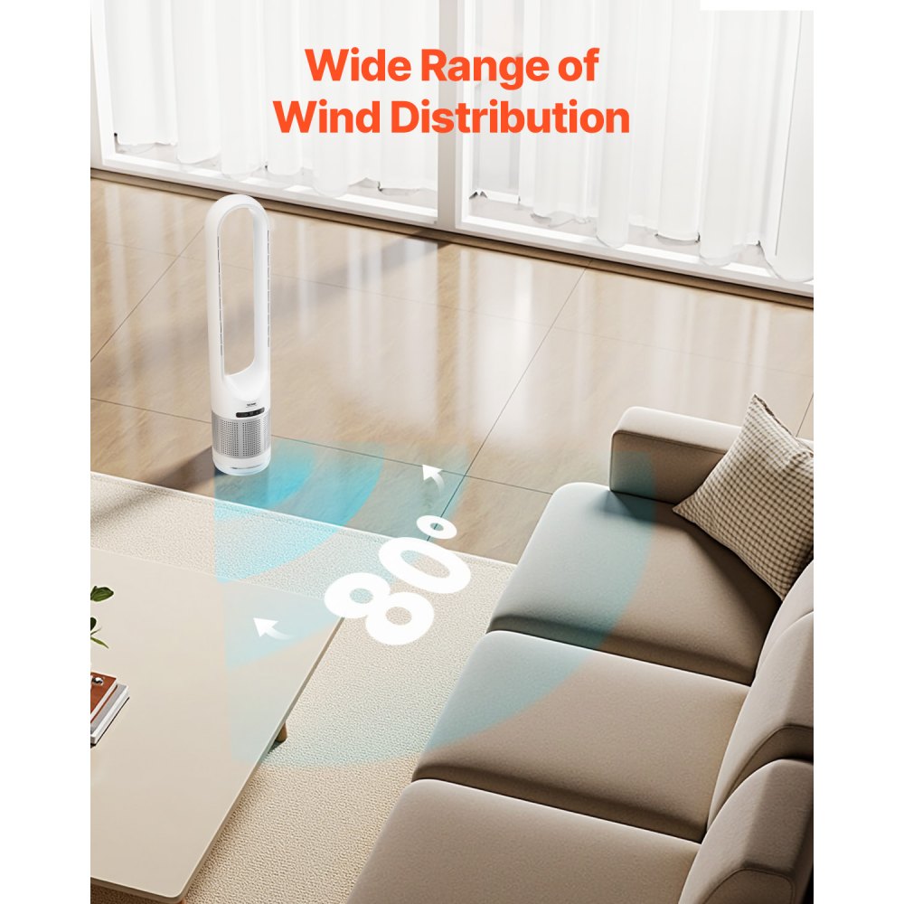 Torenventilator zonder blad, snelle ventilator op voetstuk van 4,7 m/s, 80° oscillerende ventilatoren met 8 snelheden, timer van 8 uur, H13 HEPA-filtering, afstandsbediening en luchtzuiveringsmodus Torenventilator zonder blad, snelle ventilator op voetstuk van 4,7 m/s, 80° oscillerende ventilatoren met 8 snelheden, timer van 8 uur, H13 HEPA-filtering, afstandsbediening en luchtzuiveringsmodus