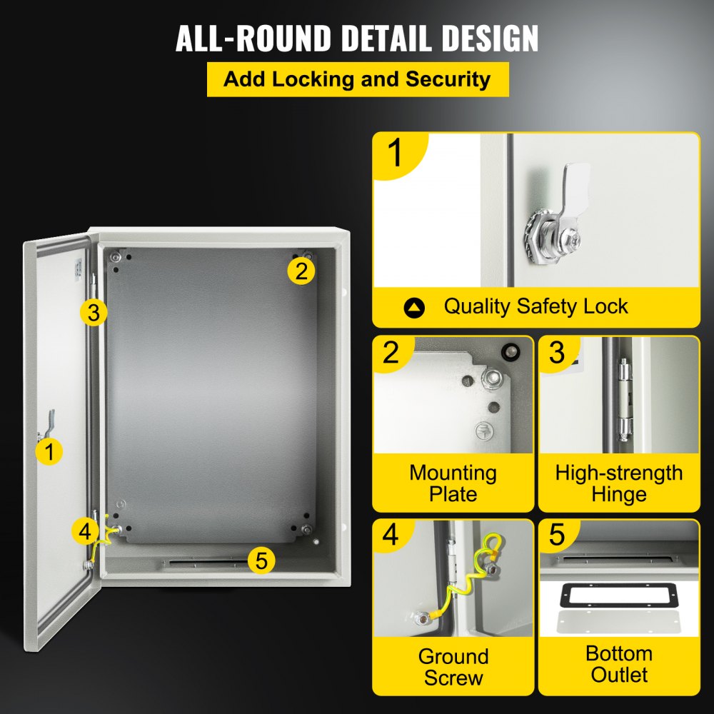 Armoire de commande Boîtier industriel NEMA, boîtier de commande en acier NEMA 4X 40 x 30 x 20 cm, IP66 étanche à l'eau et à la poussière, boîte de jonction électrique extérieure/intérieure, avec plaque de montage Armoire de commande Boîtier industriel NEMA, boîtier de commande en acier NEMA 4X 40 x 30 x 20 cm, IP66 étanche à l'eau et à la poussière, boîte de jonction électrique extérieure/intérieure, avec plaque de montage
