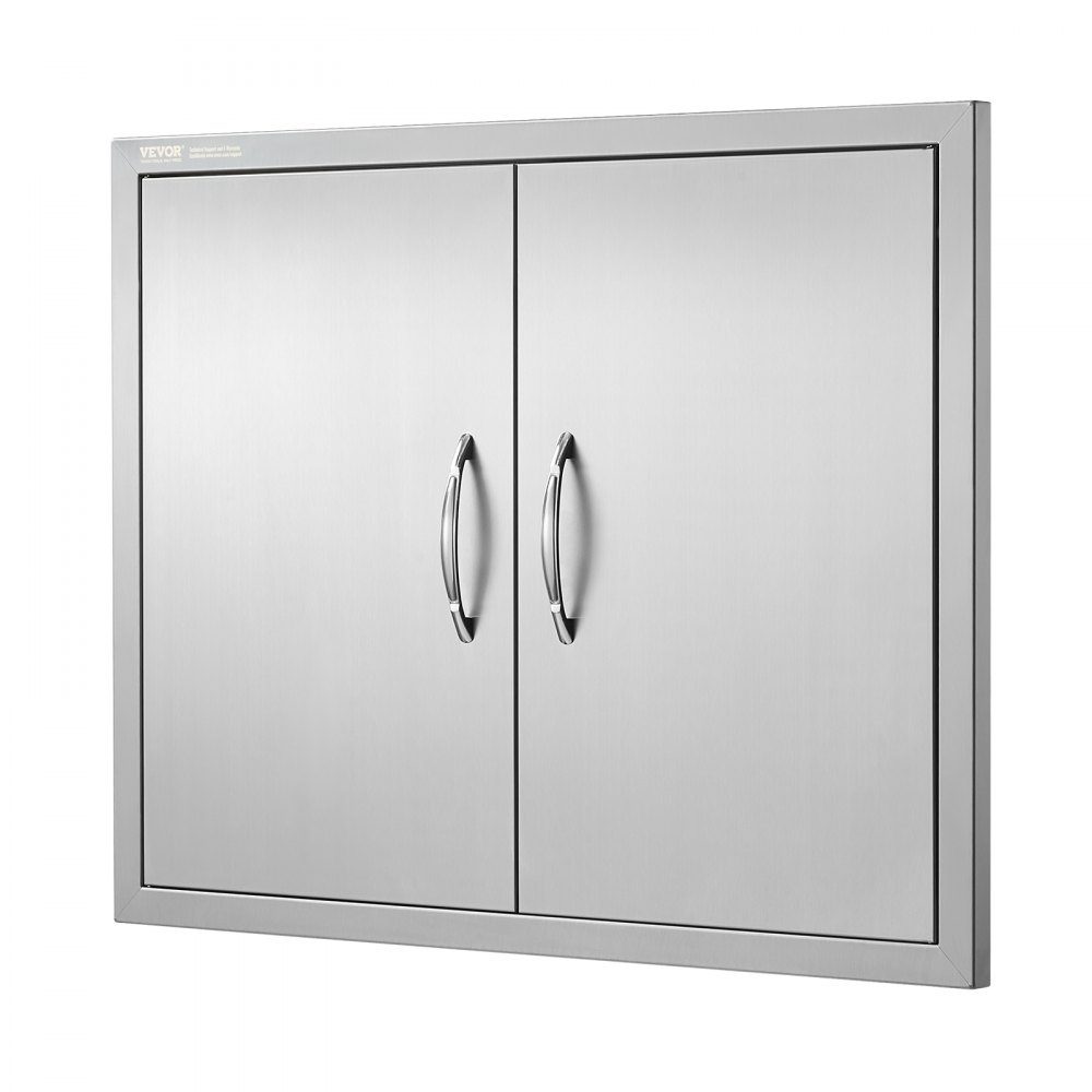 Porte d'accès au gril 787x609mm Double porte de cuisine extérieure encastrée en acier inoxydable Porte verticale à double paroi avec poignées et crochets pour Grill Island Grill Station Armoire extérieure