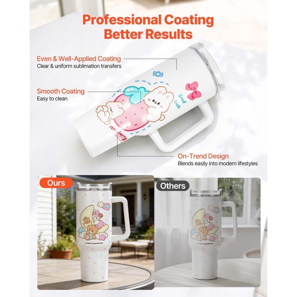 Sublimation Mugs 8pcs (1183ml), Stainless Steel Sublimation Mugs with Lid & Straw & Handle, Double Wall Insulated Sublimation Blanks for Custom DIY Design Gifts
