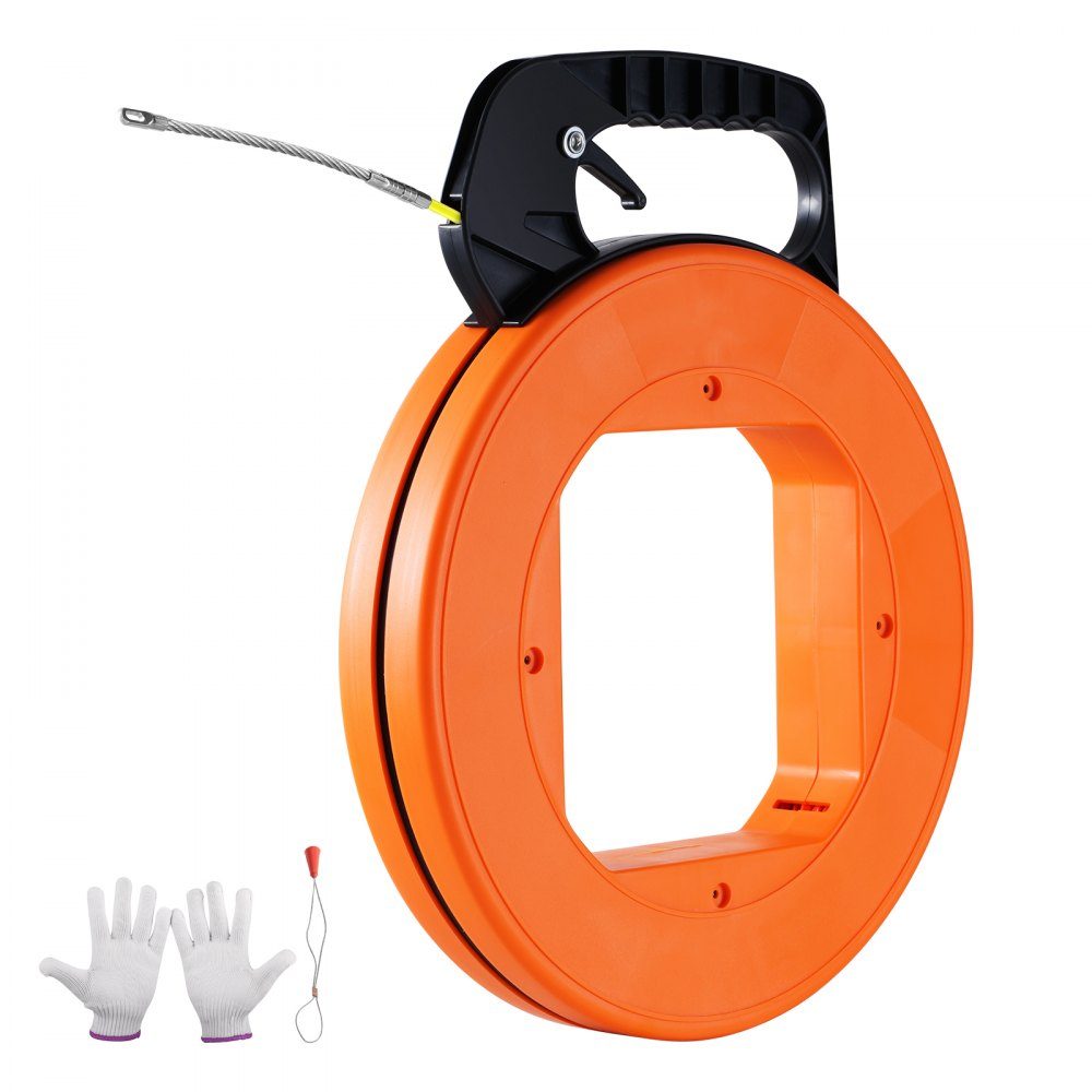 Cable Pulling Aid, 30.5m x 4.2mm, Fiberglass Wire Puller with Optimized Housing and Handle, User-Friendly Cable Pulling Tool, Pulling Spiral for Wall & Electrical Cables, Non-Conductive