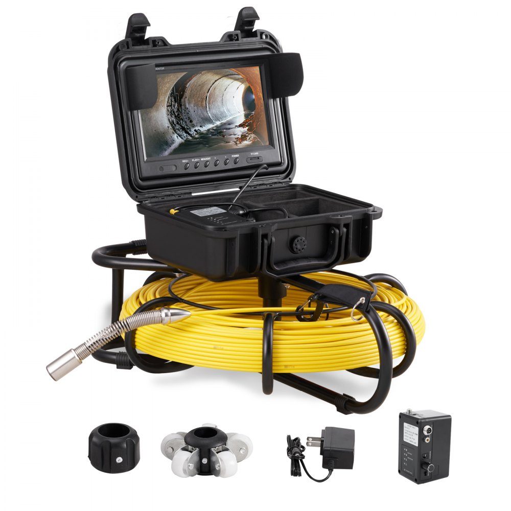 Sewer Camera 91.5m 23cm Screen Pipe Inspection Camera with DVR Function IP68-Kamera with 12 Adjustable LEDs with a 16GB SD Card for Sewer Pipe Home Sewer Pipe