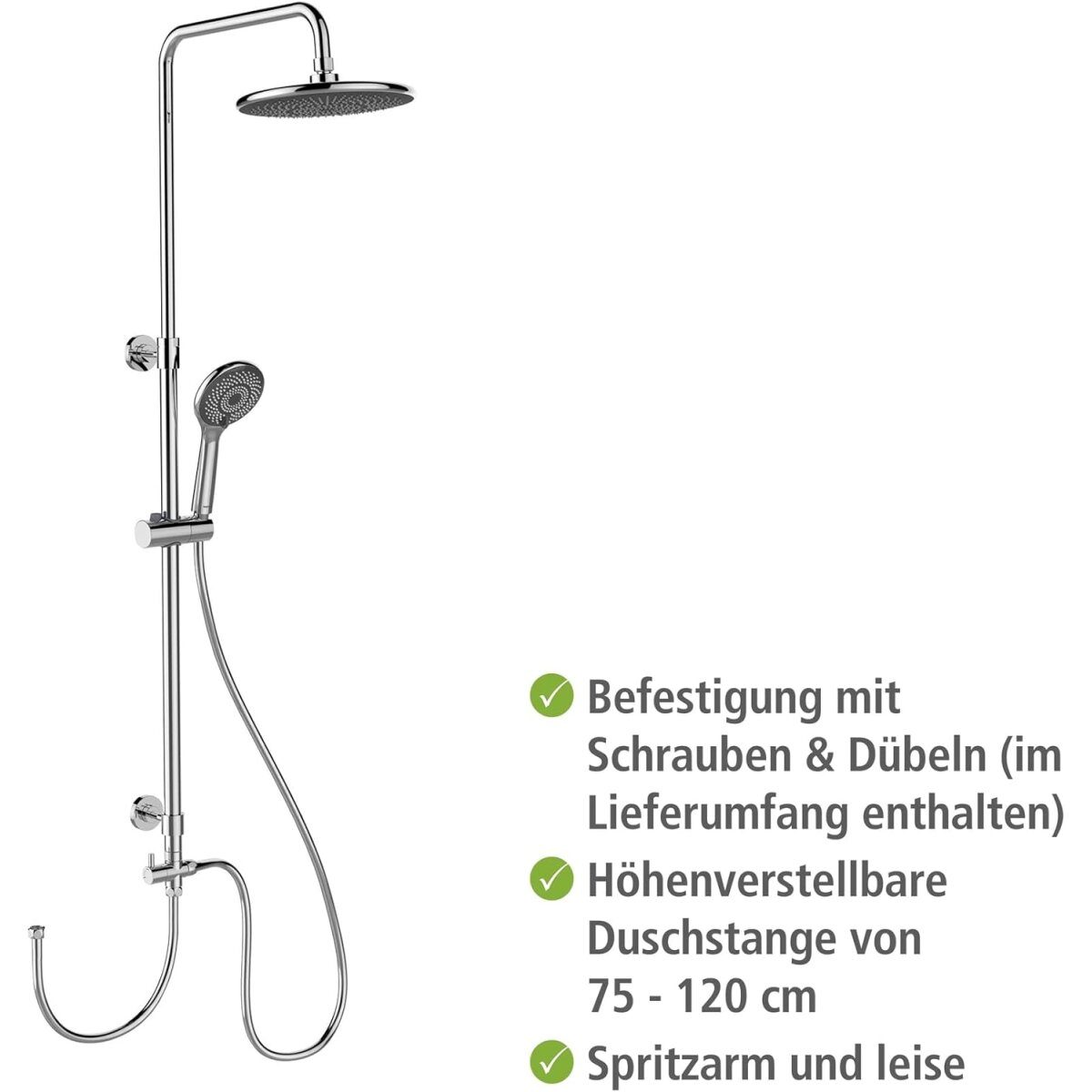 System prysznicowy oszczędzający wodę WENKO, 22,5 x 75-120 cm, chrom