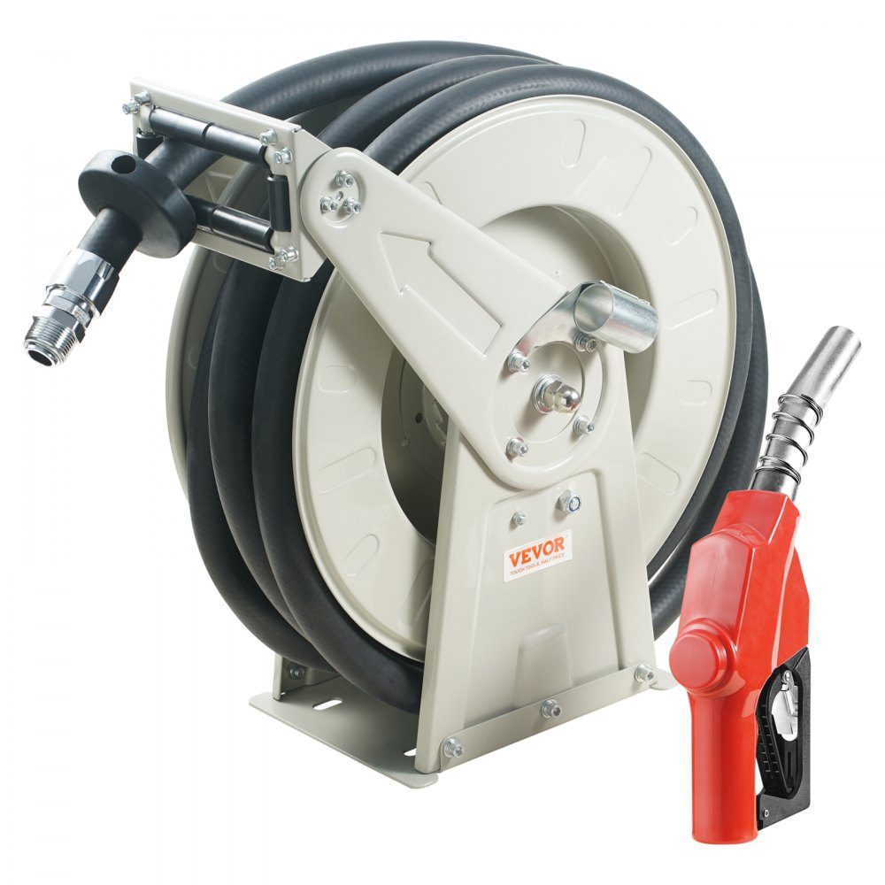 Fuel Hose Reel, Retractable Diesel Hose Reel, 3/4" x 60" Automatic Refueling Nozzle