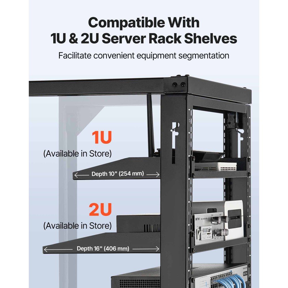 12U Wall Mount Server Rack 150 Pound Maximum Load Capacity Open Frame Network Rack und 180-Grad-Swivel Door Carbon Steel for 19" IT Network Equipment and AV Equipment Computer Server Black