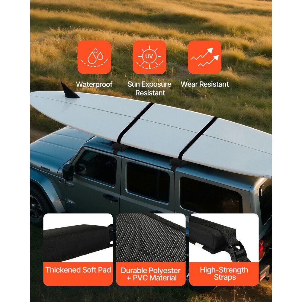 Soft Roof Rack Pads (395mm), Large Universal Car Roof Rack Pads, 80kg Kayak Rack Pads with Portable Storage Bag for SUP Canoe