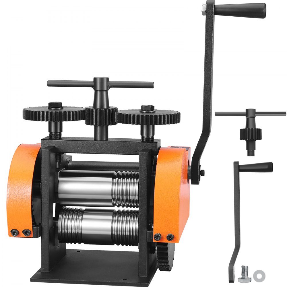 3 in 1 Handwalzwerk Maschine 45 mm Kombiwalzwerk, Handwalzwerk Schmuckwalzwerk einstellbare Dicke von 0 bis 6 mm, Handwalzwerk Maschine für Platin/K-Gold/Messing/Aluminium