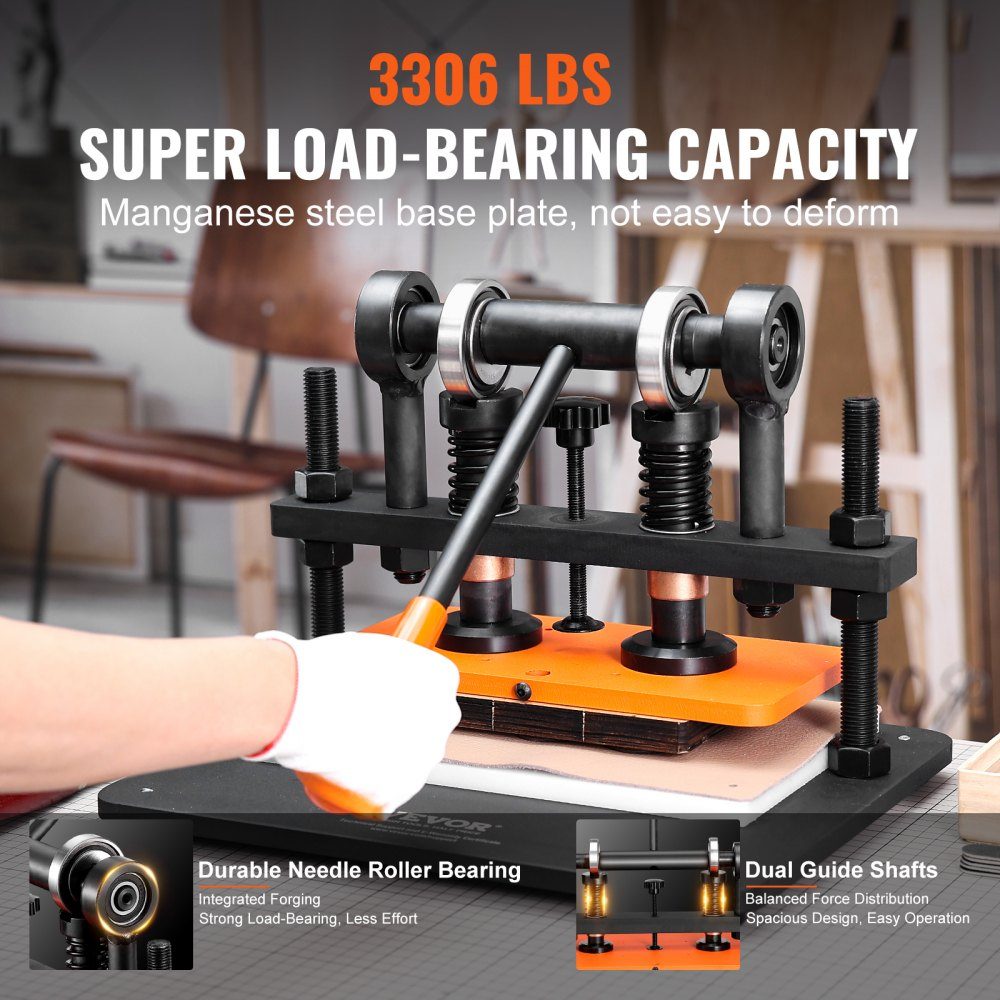 Leather Punching Machine Manual Leather Cutting Machine 28x14cm, Leather Embossing Machine 1.5t Heavy Duty Leather Punching Machine Suitable for leather, PVC/EVA foam, non-adhesive materials