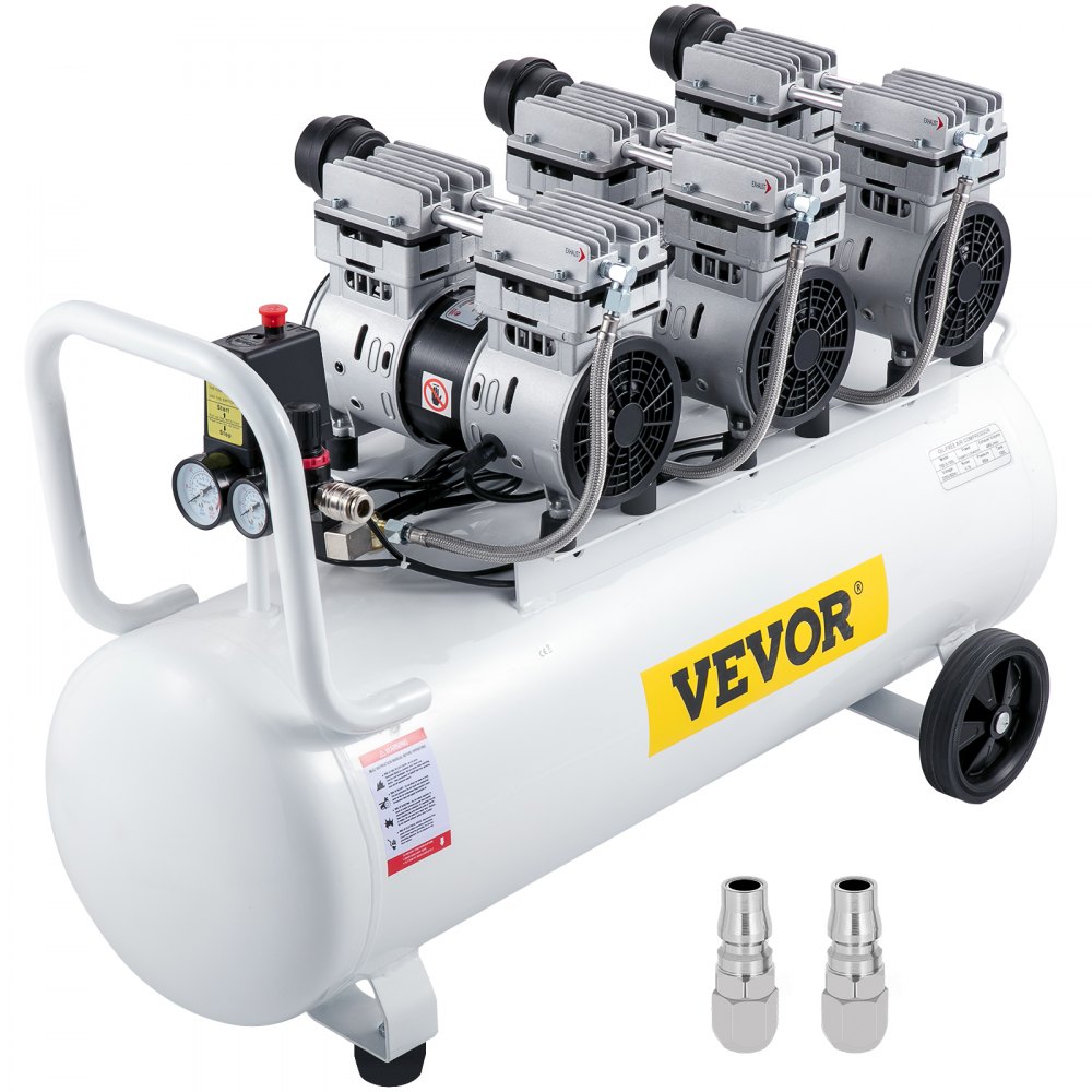 Whisper Compressor Compresseur d'air sans huile 80 L d'air comprimé silencieux avec 2 manomètres pour réparation domestique, nettoyage du chauffage au sol, peinture sur tôle, pistolet à air en acier, dentisterie, etc. Whisper Compressor Compresseur d'air sans huile 80 L d'air comprimé silencieux avec 2 manomètres pour réparation domestique, nettoyage du chauffage au sol, peinture sur tôle, pistolet à air en acier, dentisterie, etc.