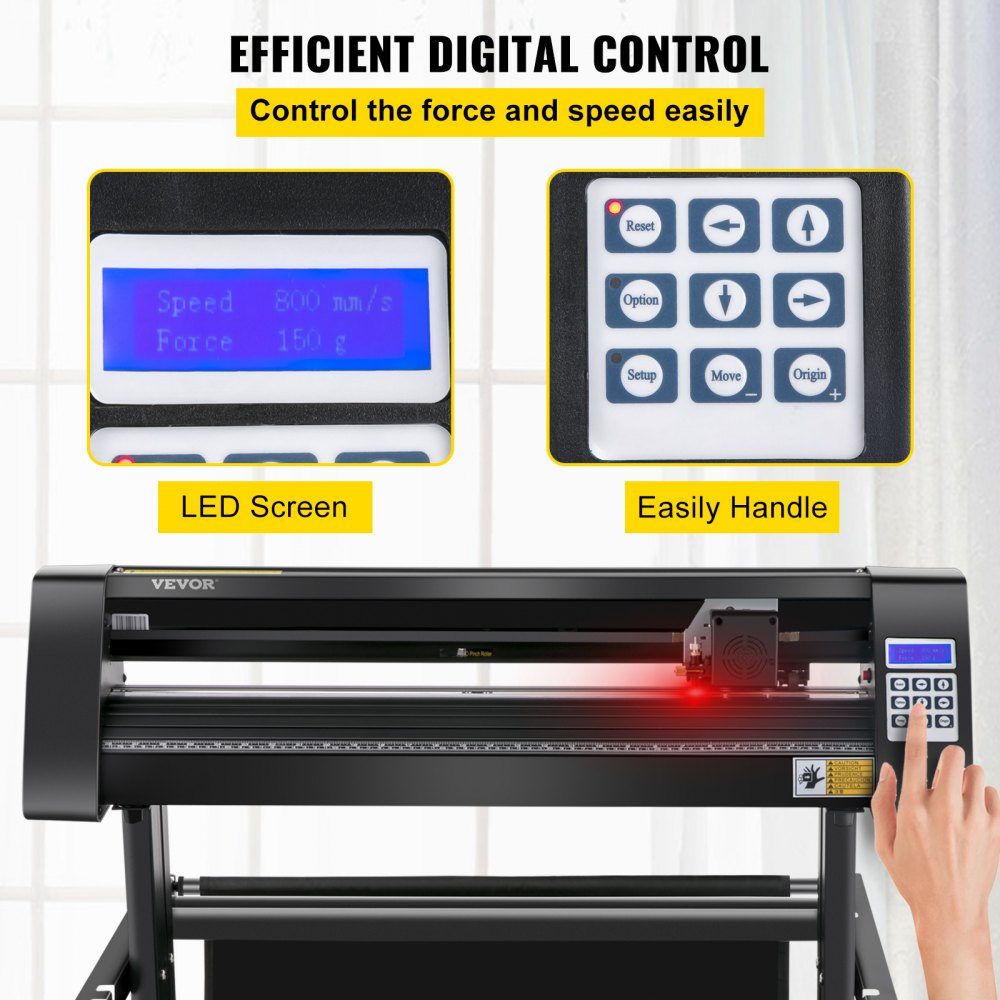 Vinyl-Schneideplotter Max. Papiervorschub 720 mm, Folienplotter-Schnittkraft 500 g, Plotterschneider mit optischem Auge, Signmaster-Software, Schrittmotor, halbautomatischer Plotter mit Ständer